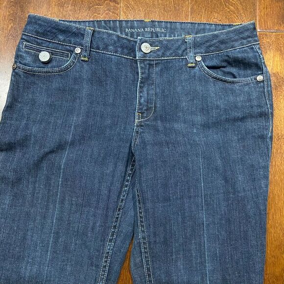 Banana Republic Stretch Straight Leg Mid Rise Dark Denim Jeans Women's Size 8 - Picture 2 of 10